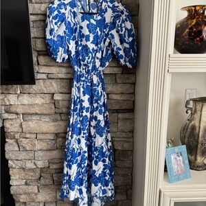 Floral Blue and White Dress